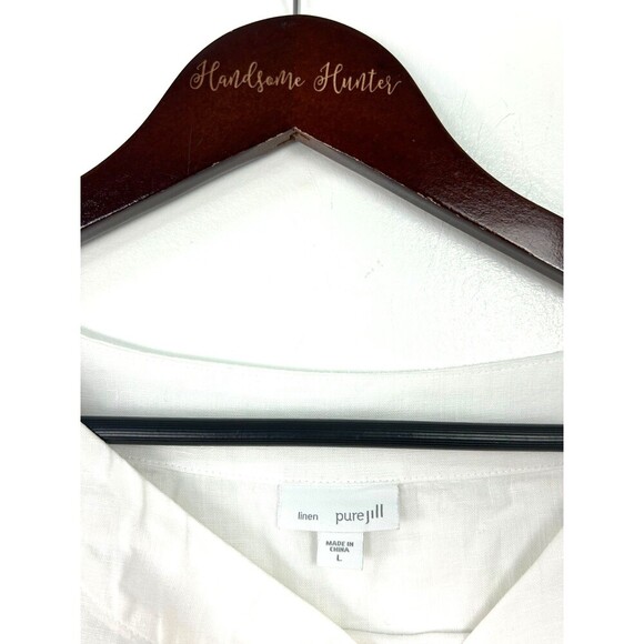 Pure Jill Linen Top Women Sz L White Boxy Oversized Blouse Lightweight 1080H4 - Picture 9 of 12